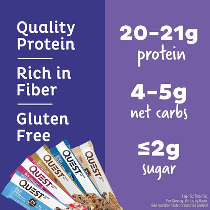 Quest Nutrition Variety Pack Protein Bars — Mindful Keto Snack for Home Wellness Routines, Low-Carb Cravings Support