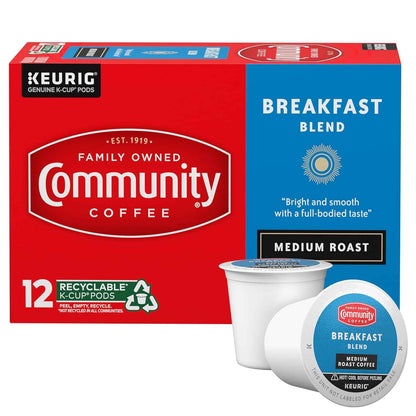 Community Coffee Breakfast Blend Pods for Simple Single-Serve Brewing, Compact Pantry Storage