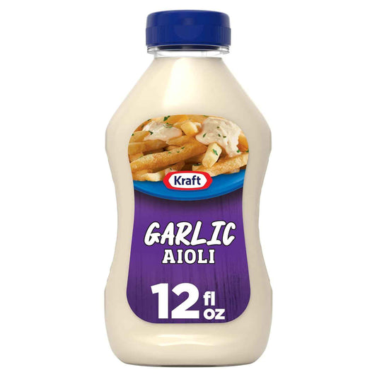Kraft Mayo Garlic Aioli (12 oz Squeeze Bottle) – Quick Weeknight Flavor Boost for Busy Professionals and Office Lunches