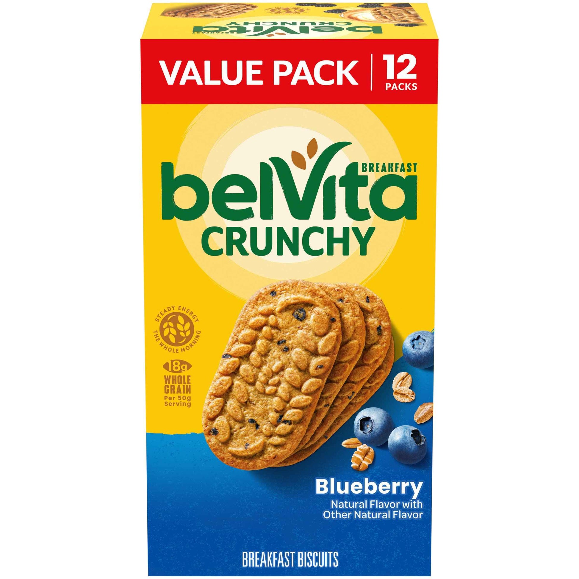 belVita Blueberry Breakfast Biscuits – Road Trip Snack, 12 Packs for Steady Energy on Long Drives