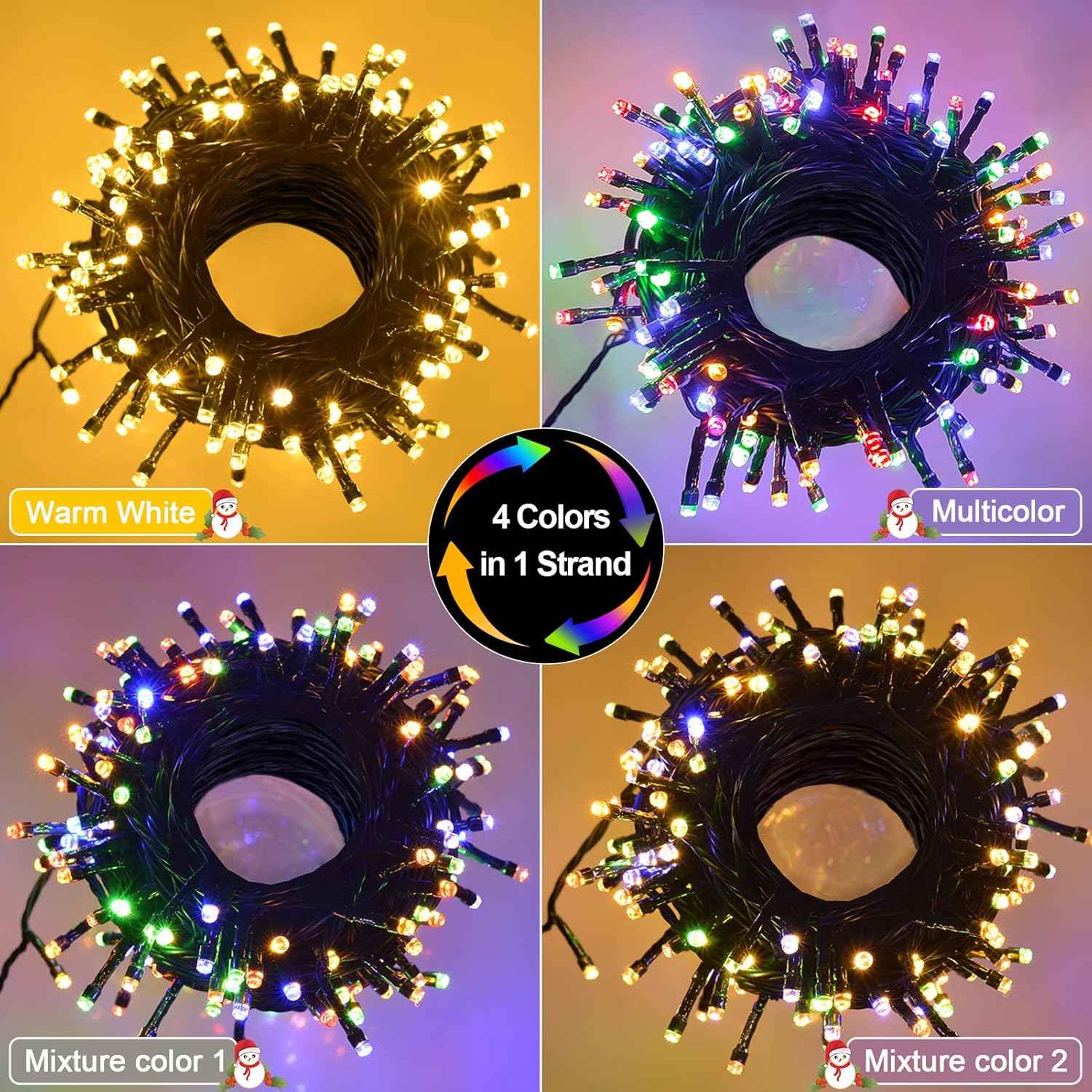 Brightever 100 LED Twinkle Lights Warm White & Multicolor Battery Strand for Bedroom Aesthetic & Holiday Tree Styling