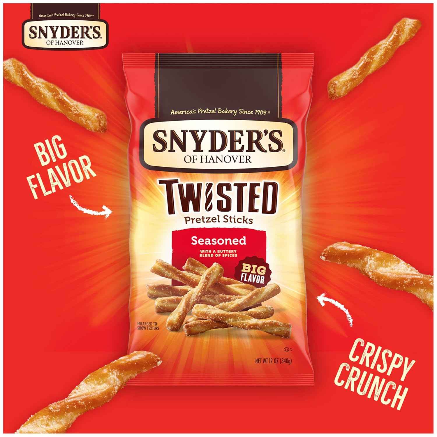 Snyder's of Hanover Twisted Pretzel Sticks Outdoor Patio Snack for Backyard BBQ and Cookouts