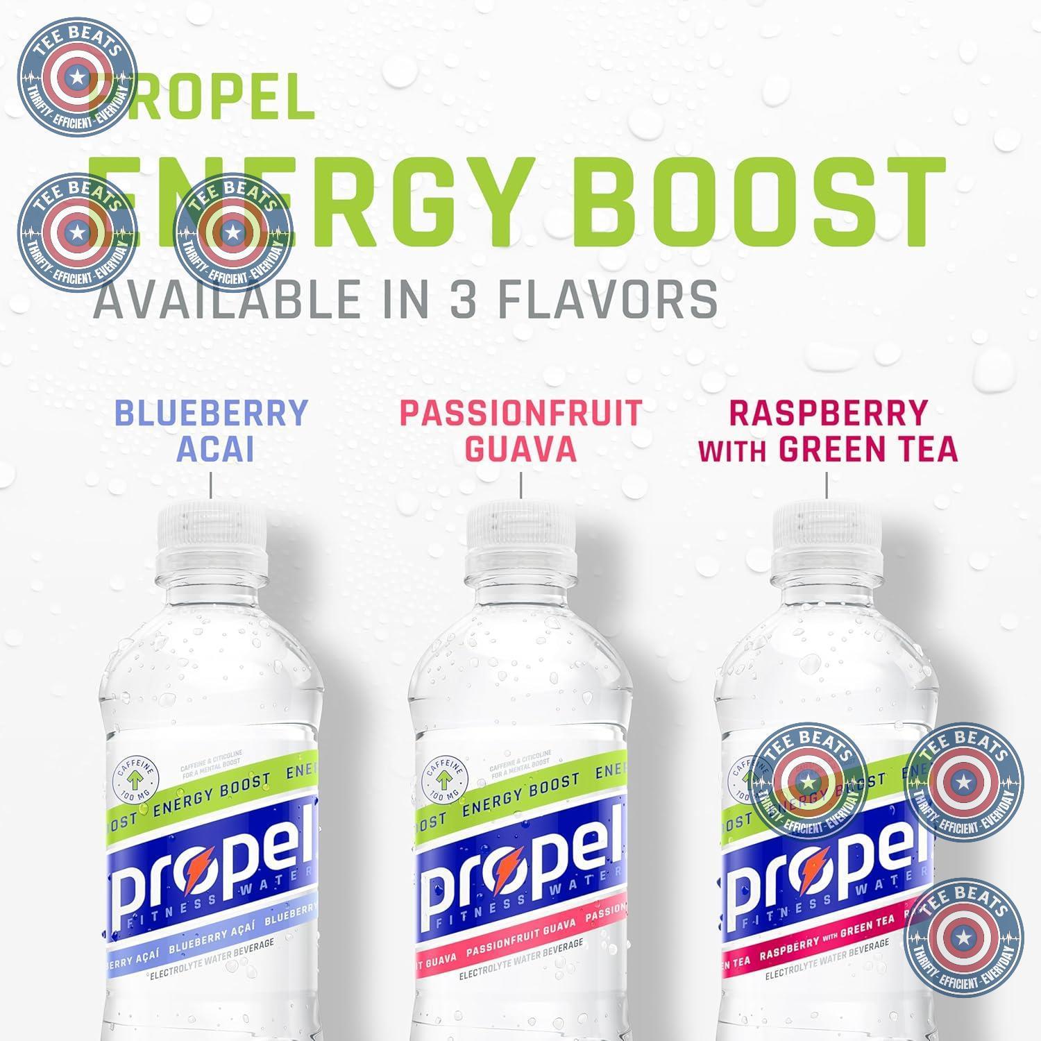 12-pack of 16.9 fl oz bottles in three flavors: blueberry acai, passion fruit guava, raspberry green tea
