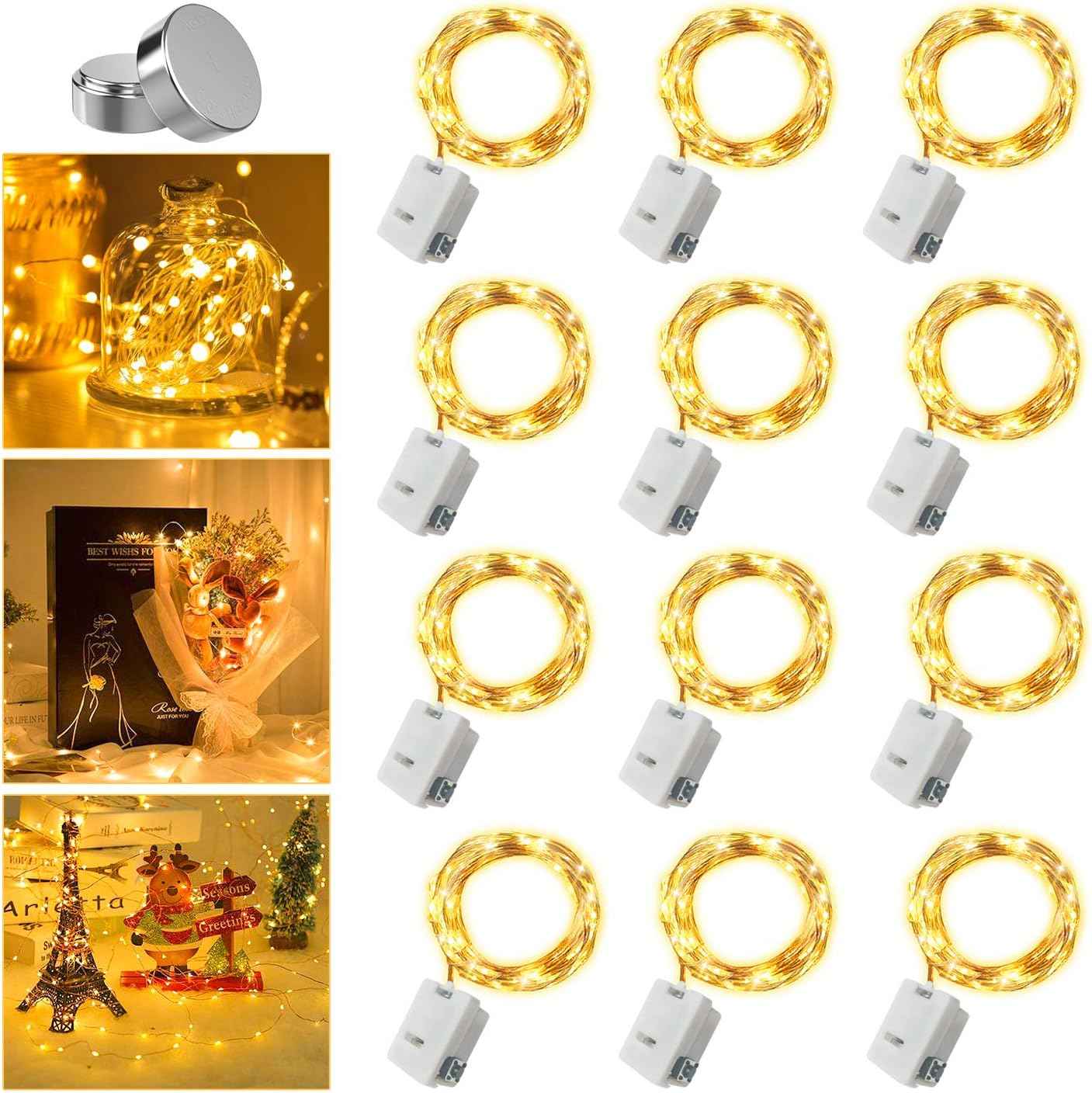 Brightever 12 Pack Fairy Lights – Safe Kids Bedroom Nightlight, Cool to Touch Battery Operated 4.5V LED String Lights for Nursery