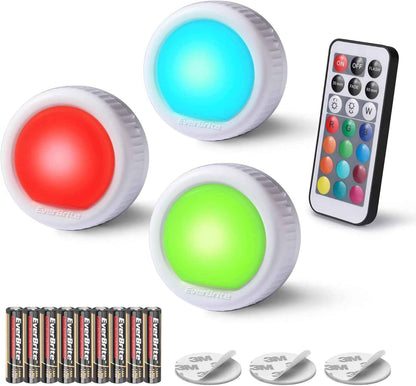 EverBrite LED Puck Light – Cozy Ambient Light for Bookshelves and Bookcases, Triangle and Round