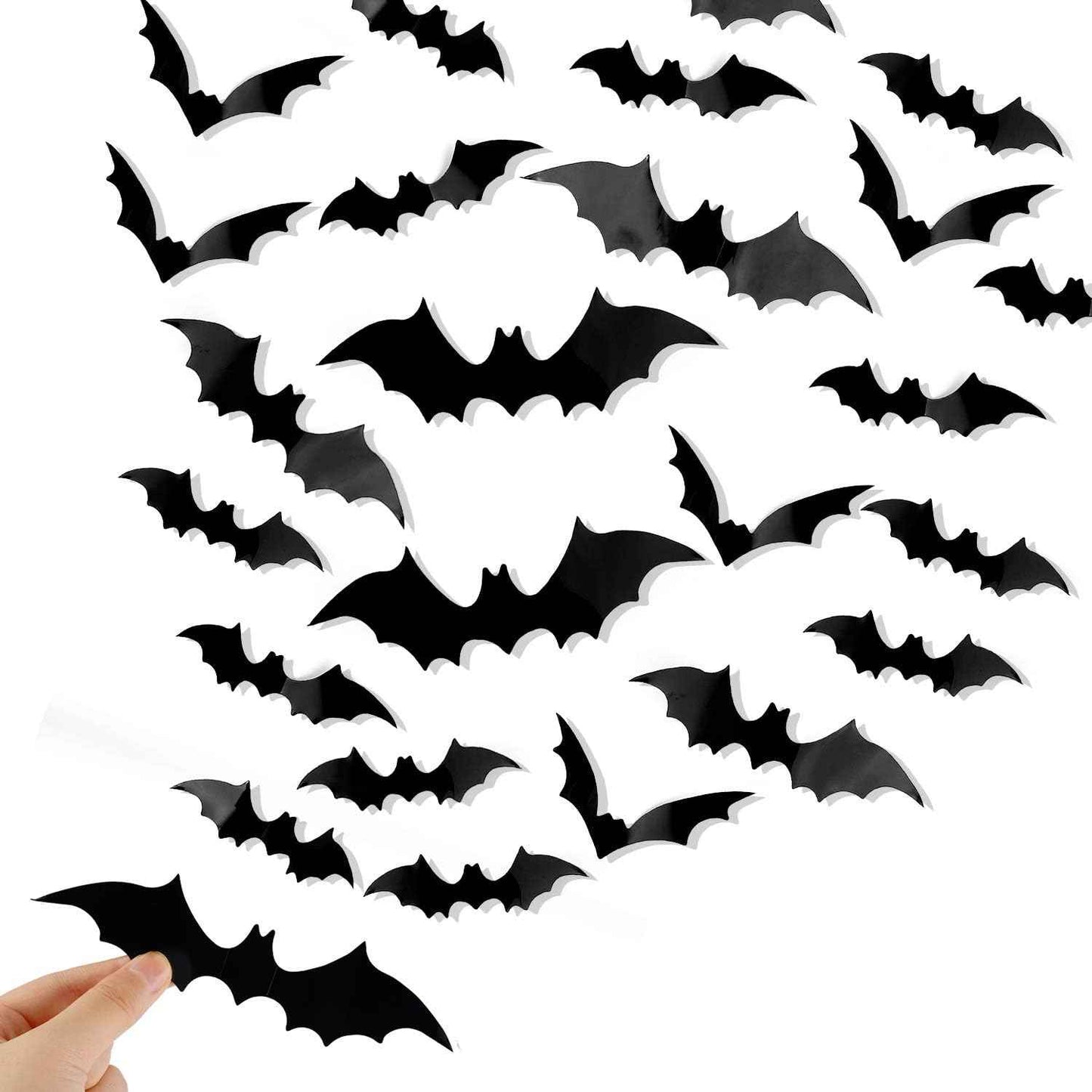DIYASY Outdoor Bat Wall Decals 120 Pack Weatherproof PVC Halloween Decor for Front Door Entryway and Garden Party