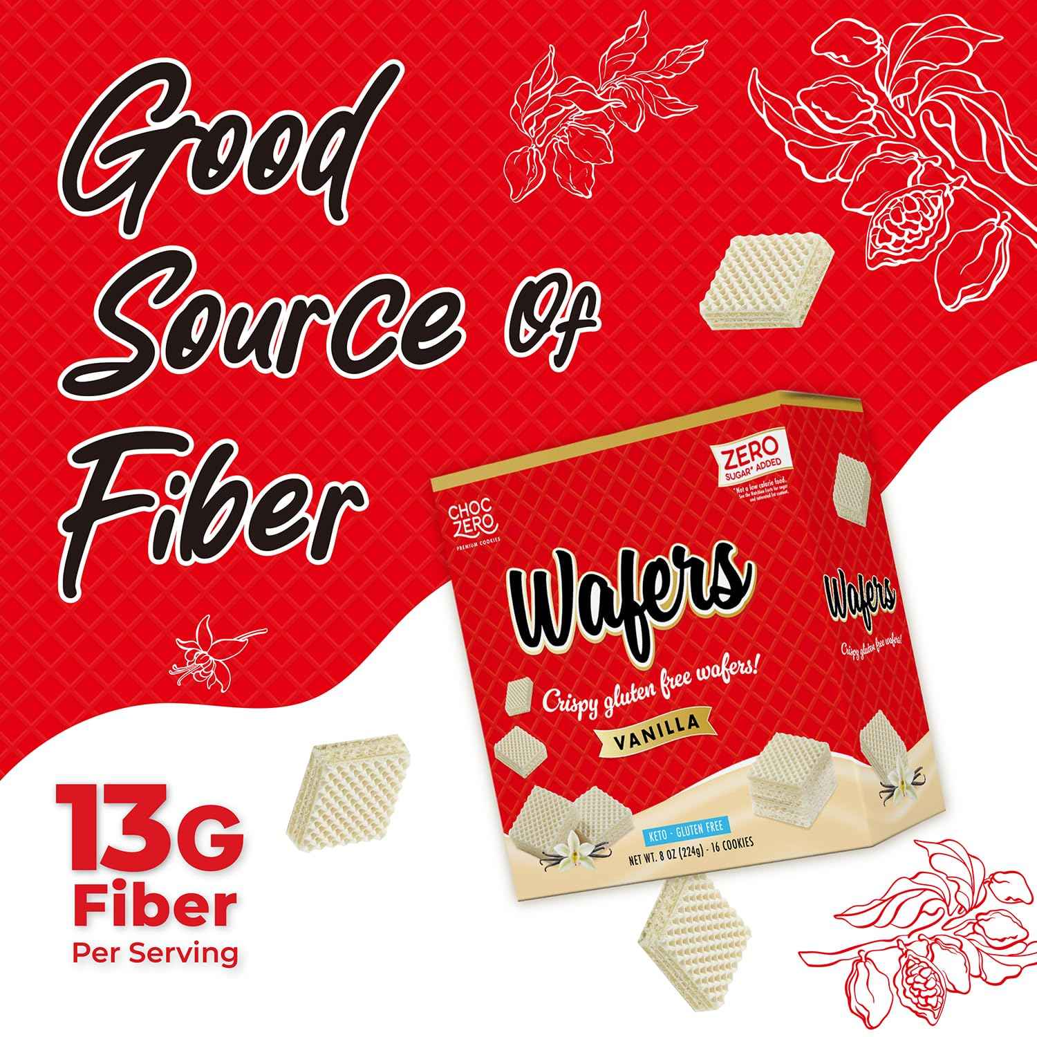 ChocZero Sugar Free Wafer Cookies – Prebiotic Fiber Treat for Gut-Health Snack Rituals