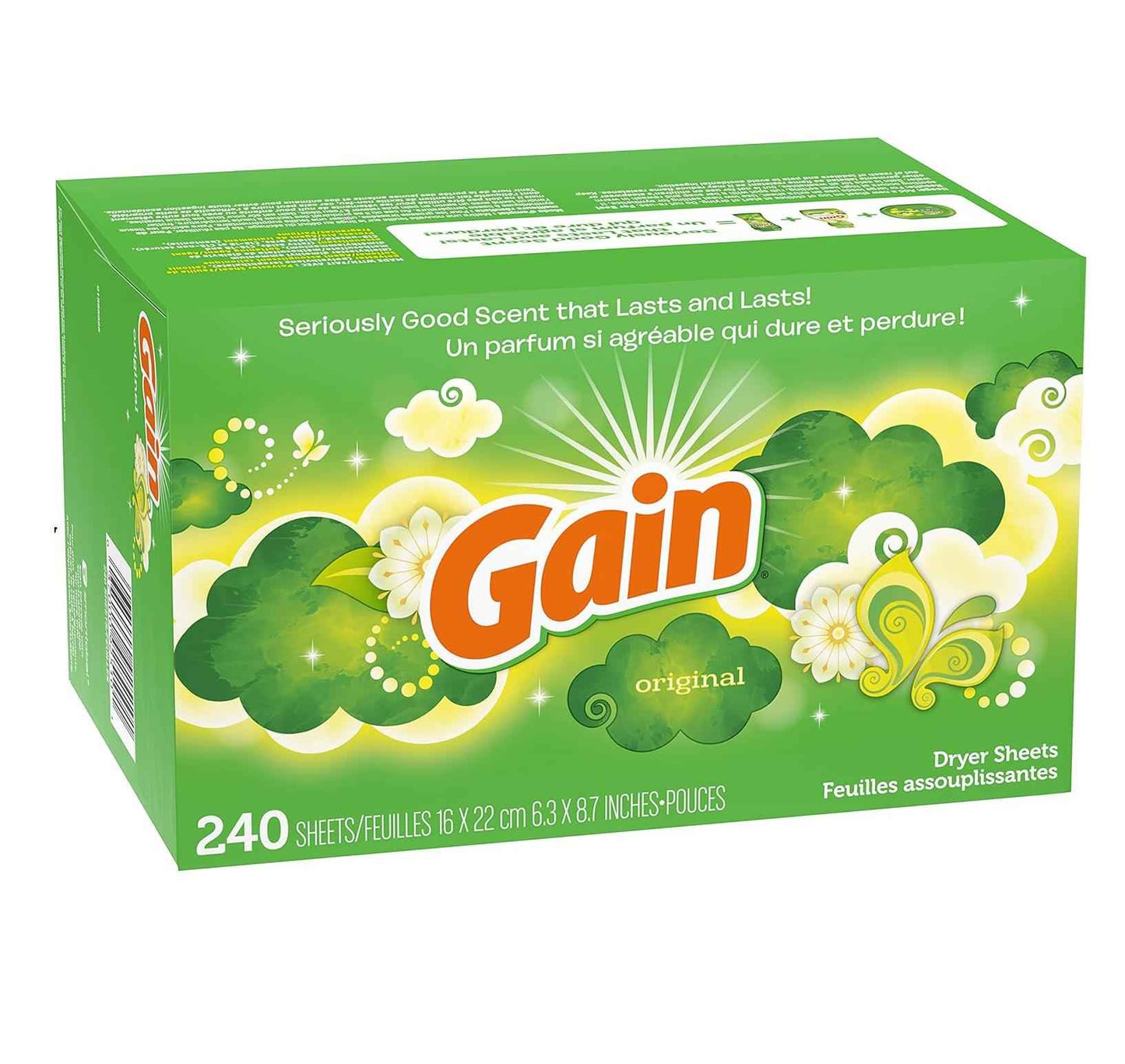 Gain Dryer Sheets Original – Calming Aromatherapy Laundry Refresh for Bath Towels and Sleepwear, 240 Count