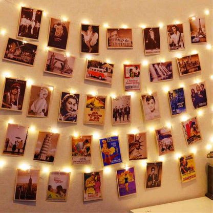 HXWEIYE Cool-Touch LED String Lights with Clips – Safe Nursery and Playroom Decor for Hanging Kids' Artwork
