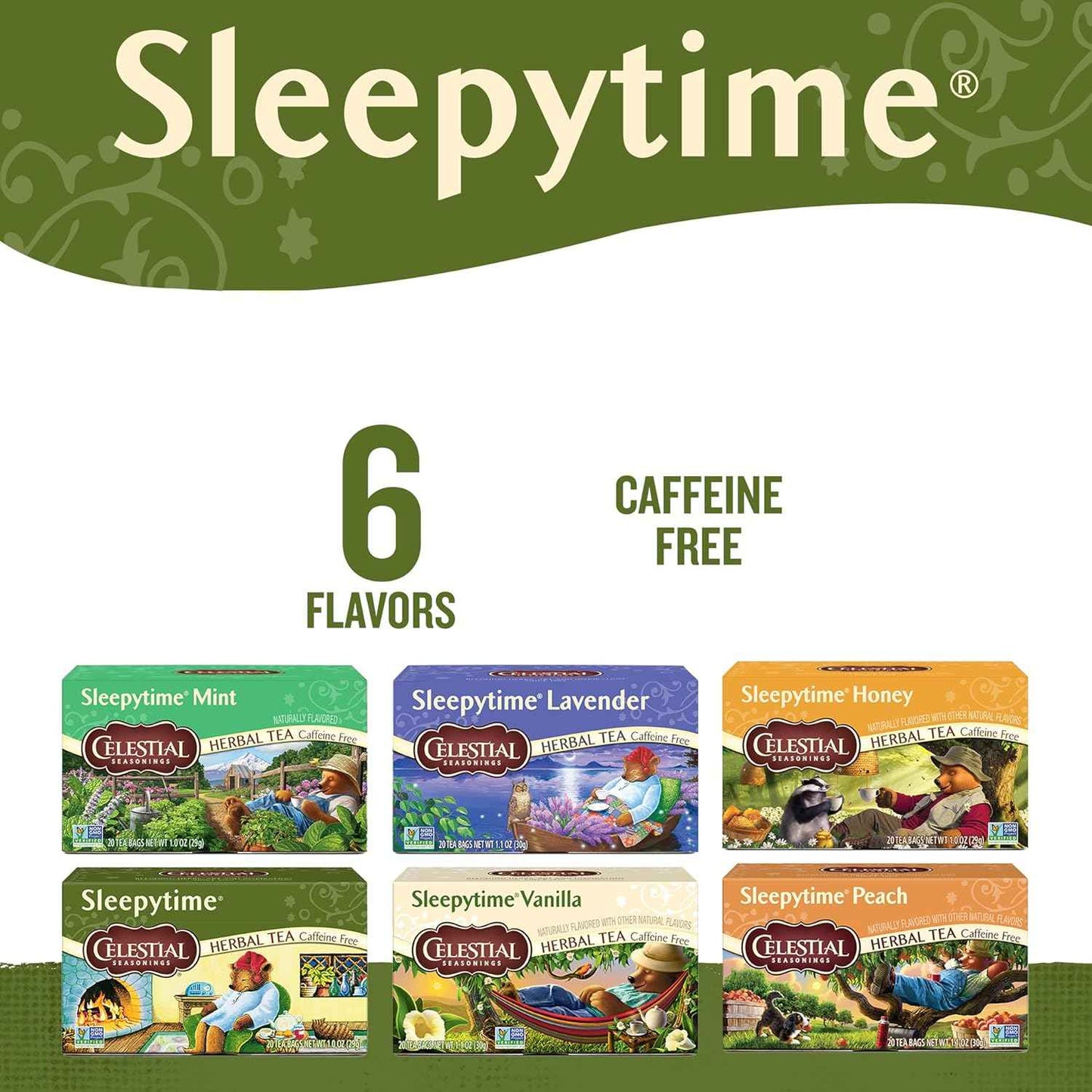 Celestial Seasonings 6-Flavor Tea Sampler – 120 Bags for Daily Household Use, Safe for Pregnant Women and Children