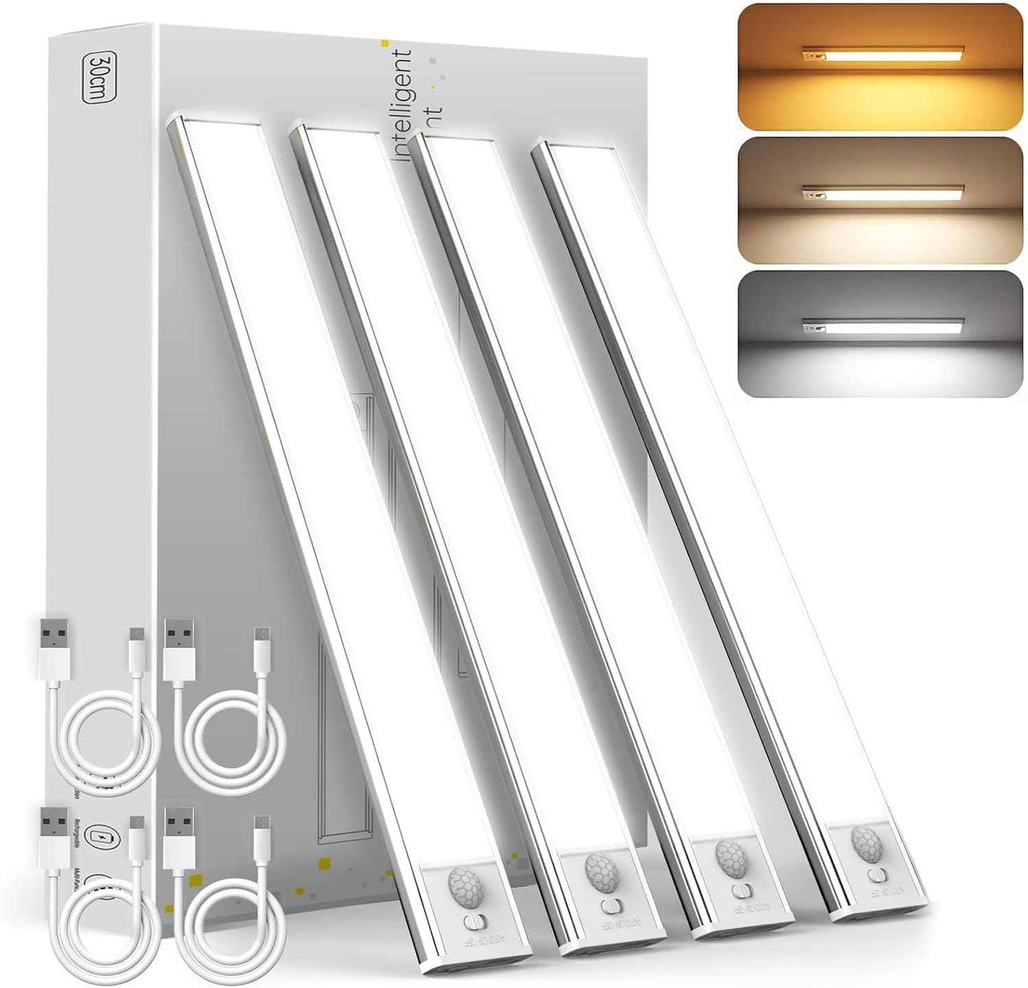 DAYBETTER Motion Sensor Cabinet Lighting – Stylish Task Glow for Pantries and Dressing Rooms, 4-Pack