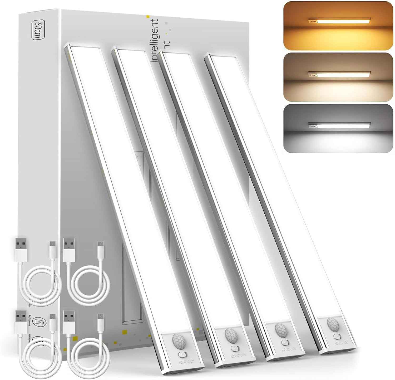 DAYBETTER Motion Sensor Cabinet Lighting – Stylish Task Glow for Pantries and Dressing Rooms, 4-Pack