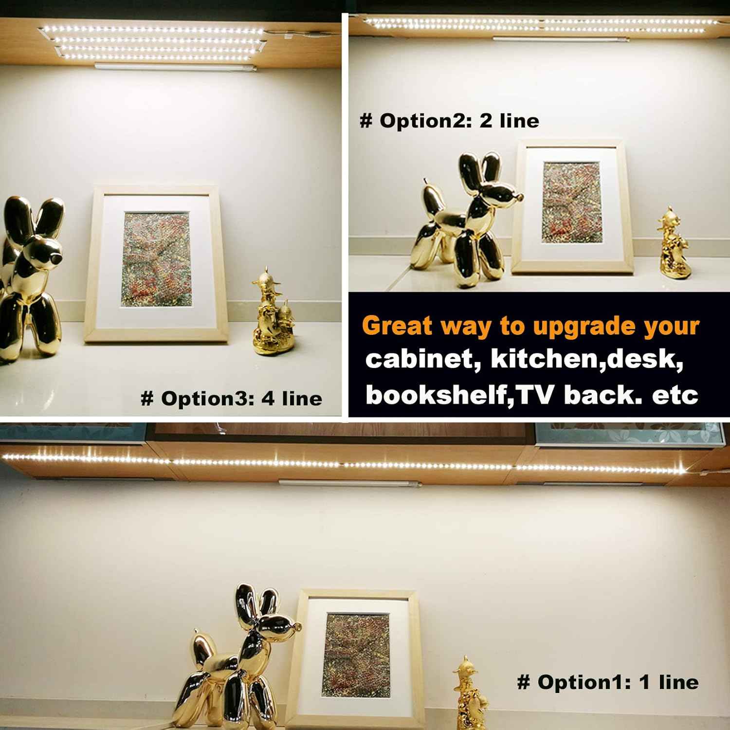 WOBANE Under Cabinet LED Lighting – Tool-Free Adhesive Mount, Clean Scandinavian Shelf Glow