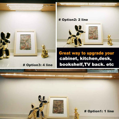 WOBANE Under Cabinet LED Lighting – Tool-Free Adhesive Mount, Clean Scandinavian Shelf Glow