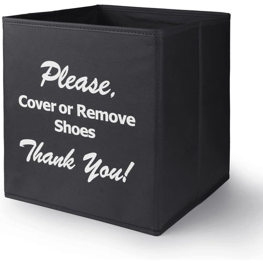 Opret_Large_Shoe_Cover_Box_Black,_Real_Estate_Agent_Supplies,_Disposable_Shoe_Cover_Dispenser_Box_for_Open_House,_Please_Cover_or_Remove_Shoes,_Foldable_Storage_Bin_for_Shoe_Bootie