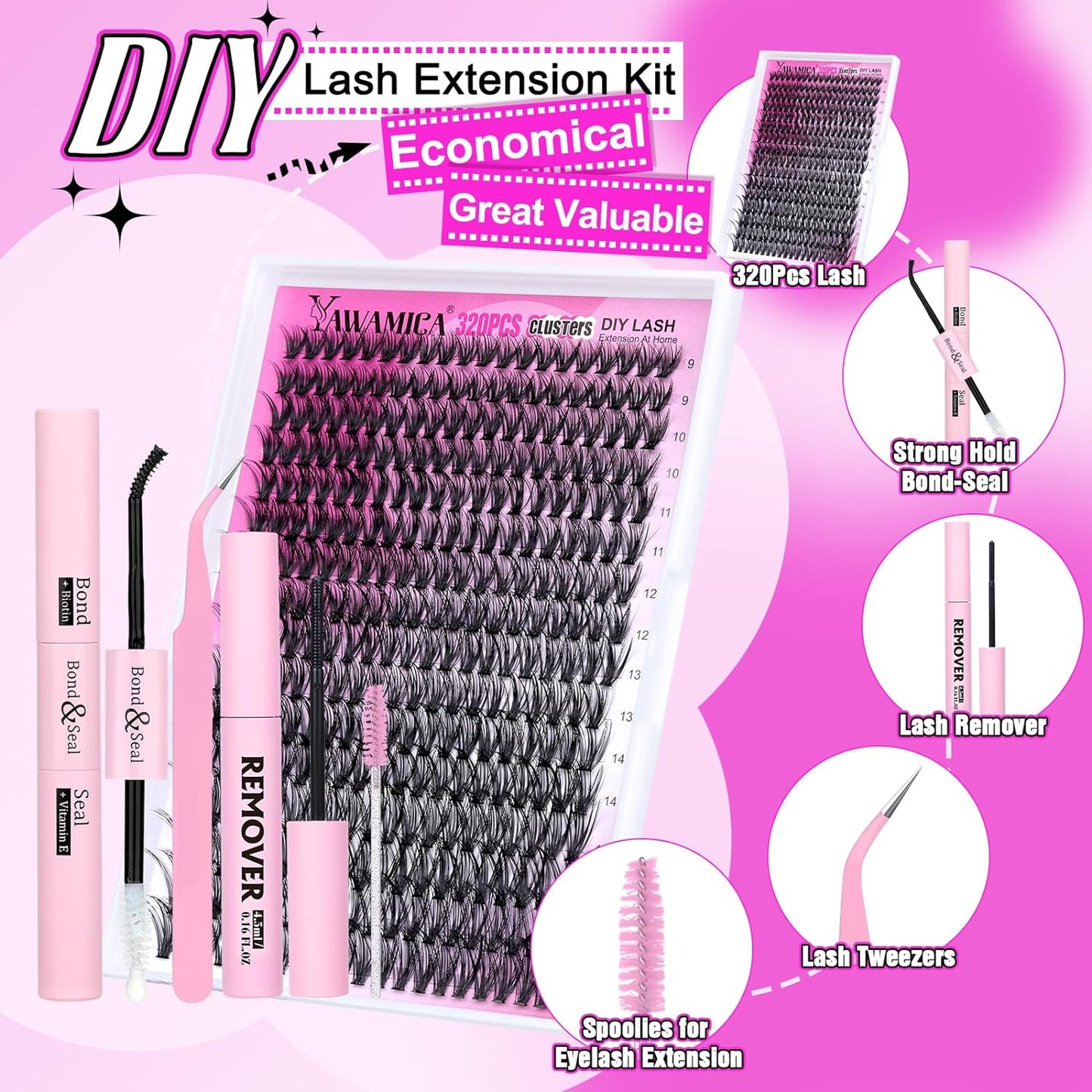 Eyelash_Extension_Lash_Clusters_D_Curl_9-16mm_Mix_Individual_Lashes_with_Lash_Bond_and_Seal_and_Remover_Lash_Applicator_for_Lash_Extension_Beginners_Makeup_Cosmetic_Eyelashes_Extensions