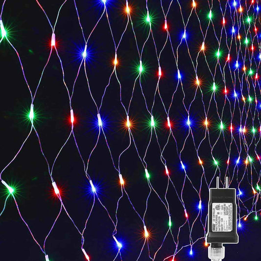 LYHOPE 12ft x 5ft LED Net Lights – IP44 Waterproof Mesh for Patio, Porch, and Outdoor Garden Hedges