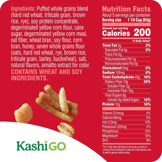 Kashi GO Protein Cereal – 12g Fiber and Protein to Support Your Gut Health and Self-Care Breakfast