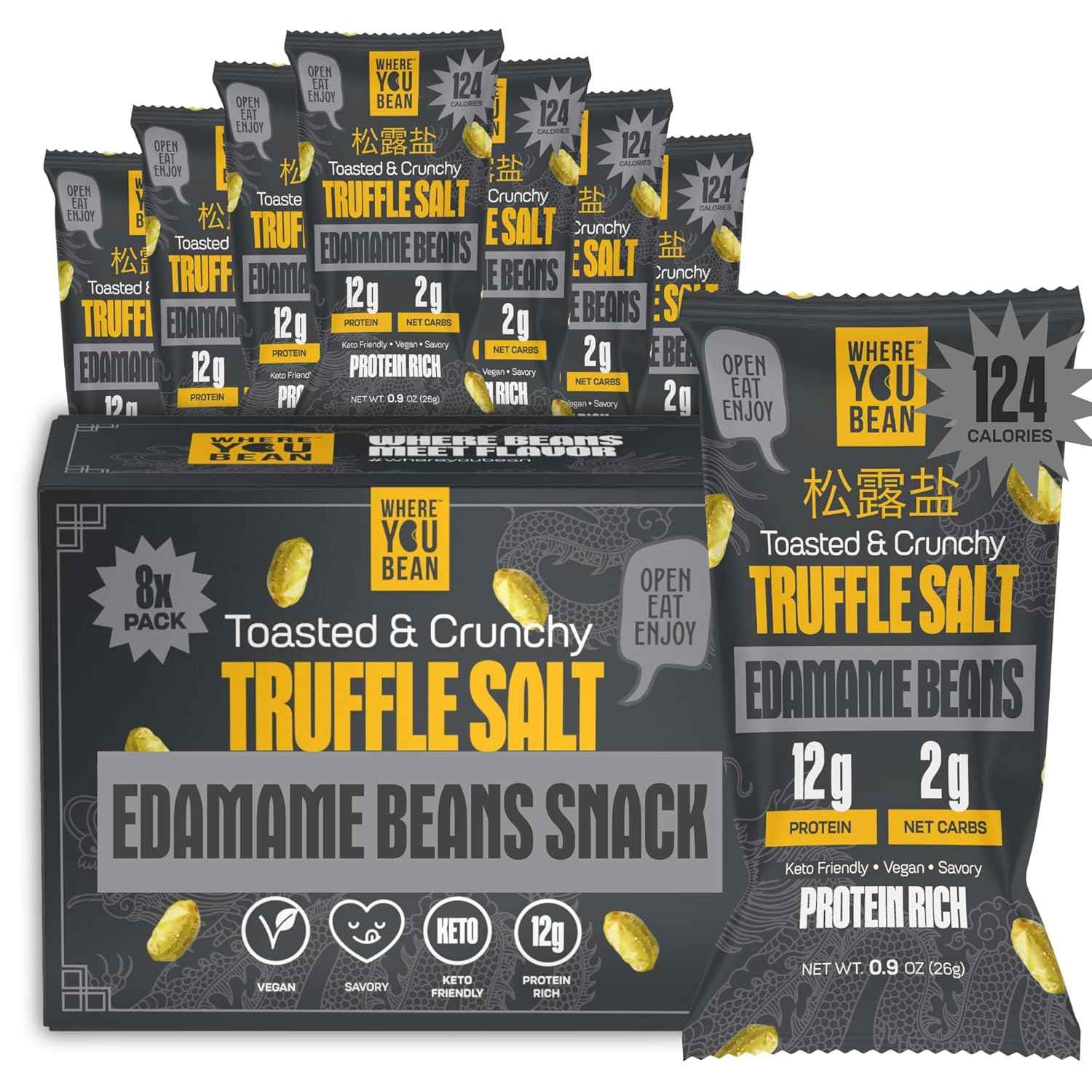 Where You Bean Edamame Snack – Road Trip Companion in Travel-Friendly 0.9 oz Packs