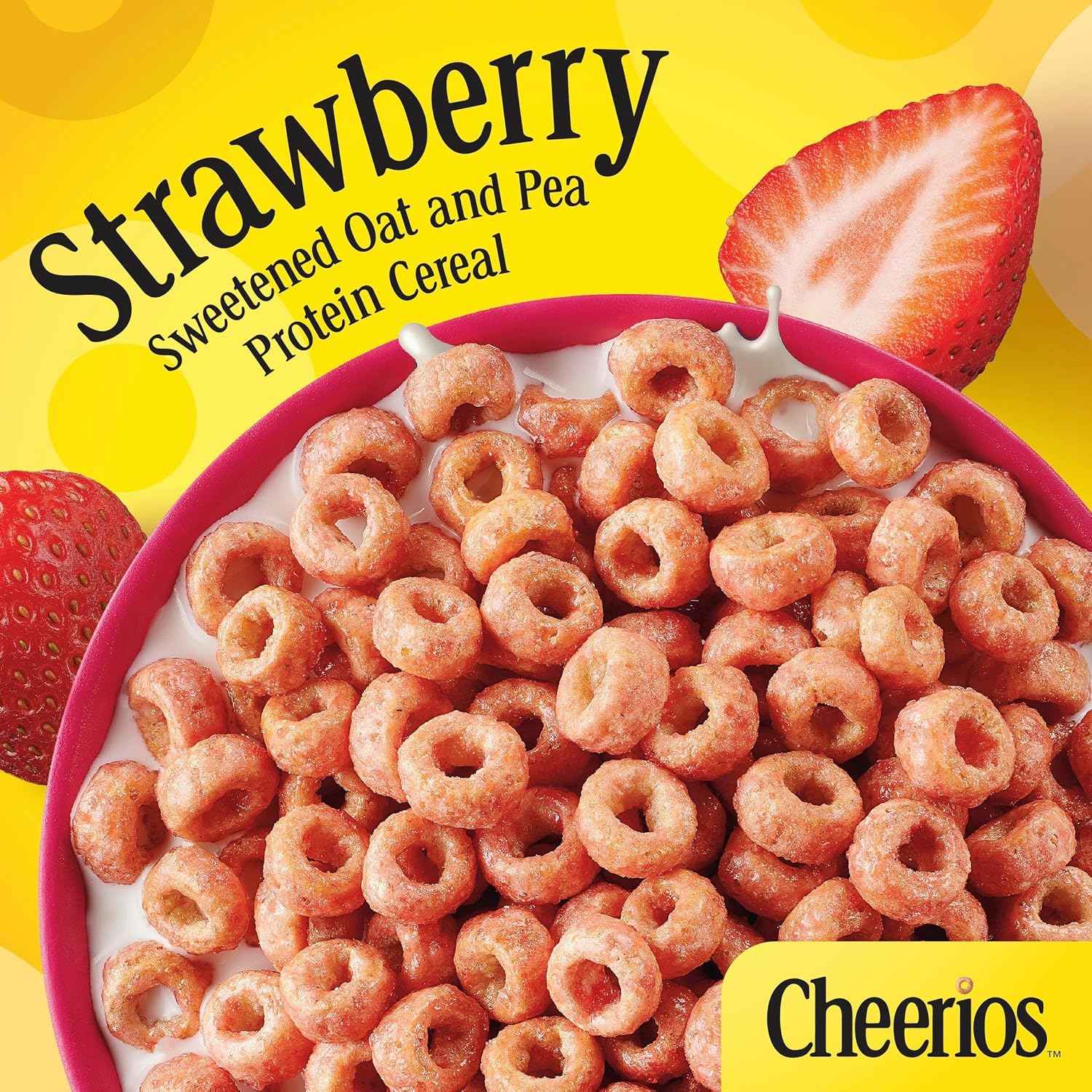 Cheerios Protein Cereal Strawberry – 8g Plant Protein Breakfast Staple for Clean Eating Routines, 11.2 oz Box