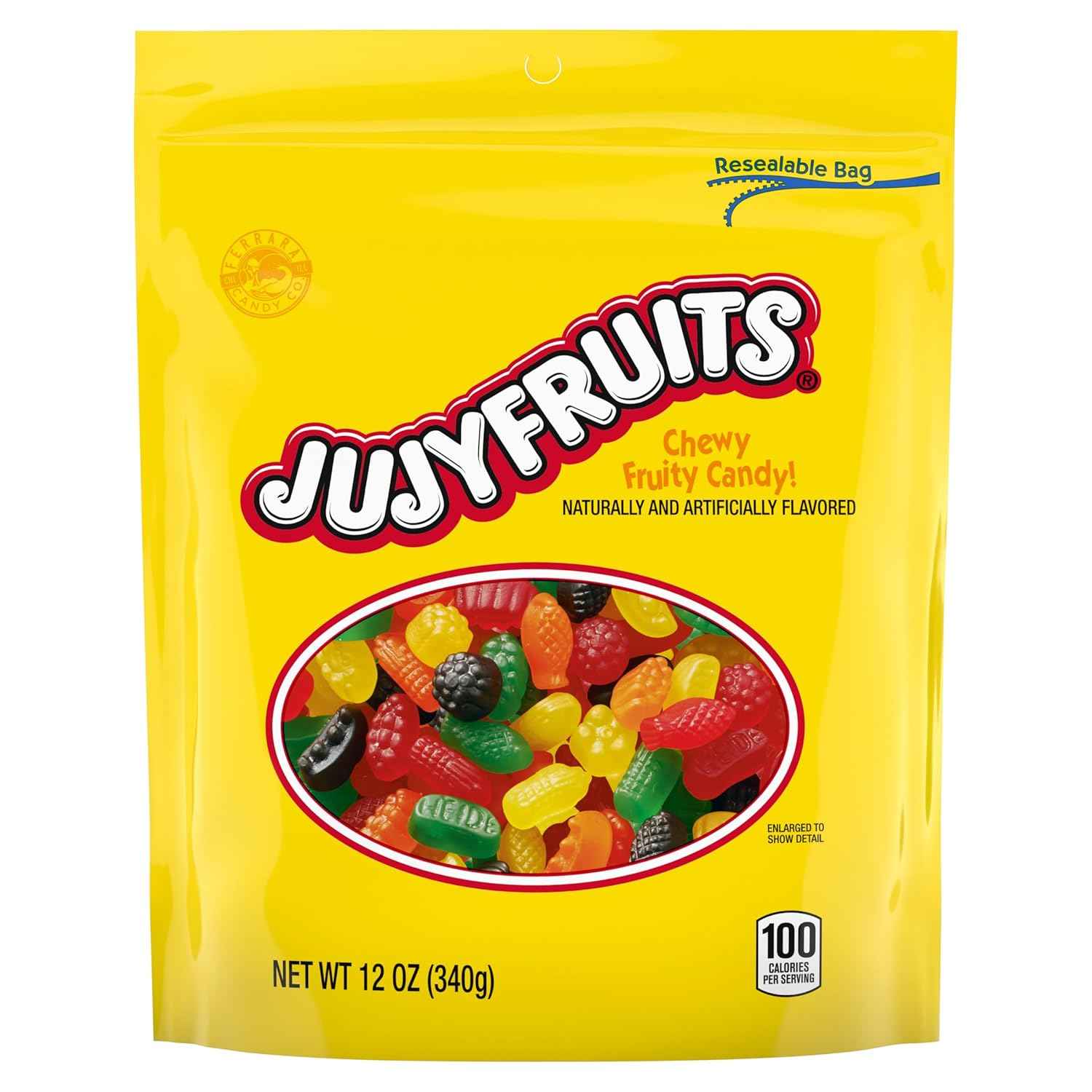 Wonka Jujyfruits Gummy Candy, 12oz Resealable Travel Bag for Road Trips, Camping, and Picnic Snack Packs