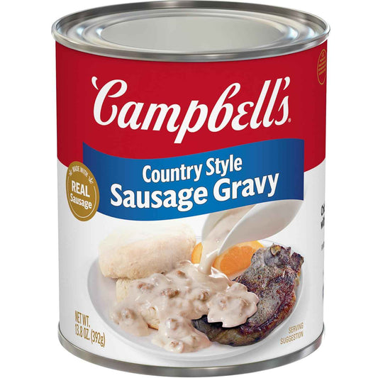 Campbell's Country Style Sausage Gravy, 13.8 oz Can – Hearty Pantry Essential for Cozy Home Cooking and Casseroles