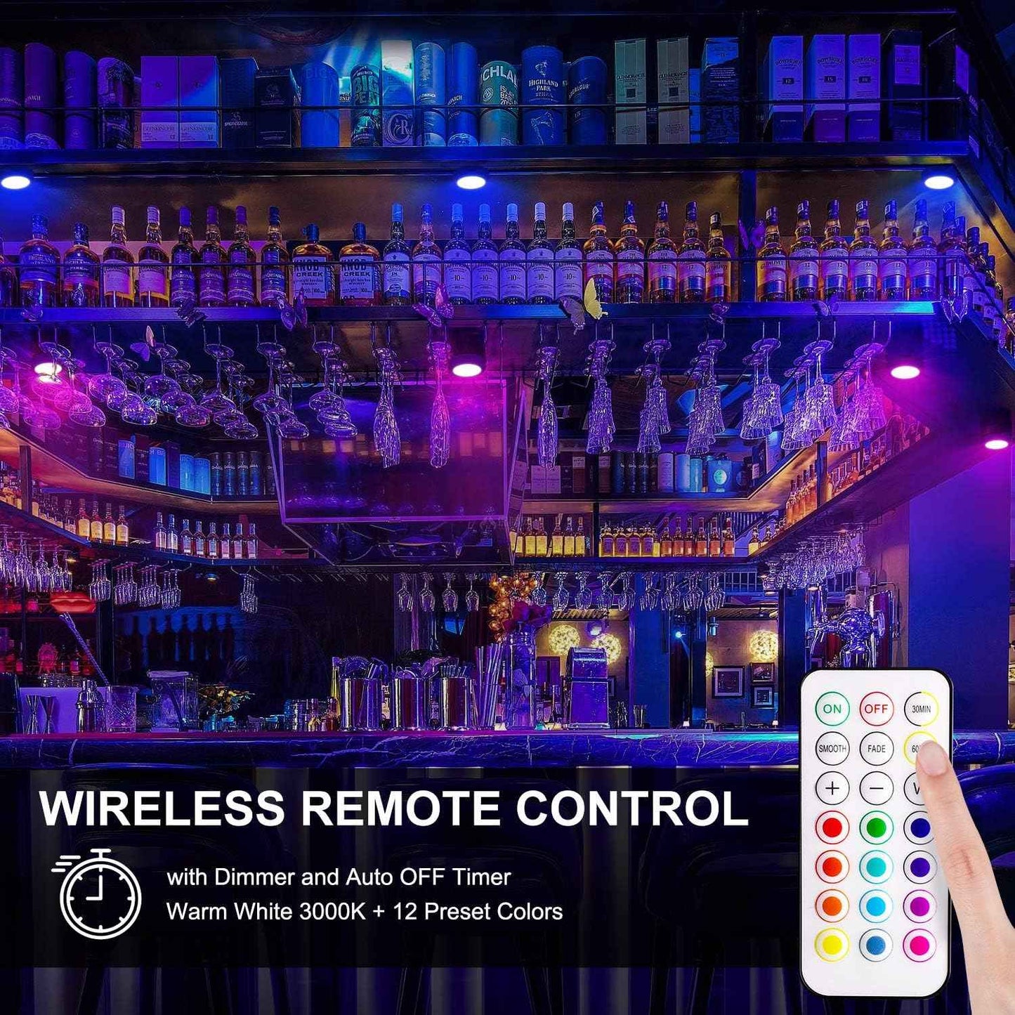 Alivation Wireless LED Puck Lights for Minimalist Home, No-Drill Clean-Look Battery Lighting for Uncluttered Spaces