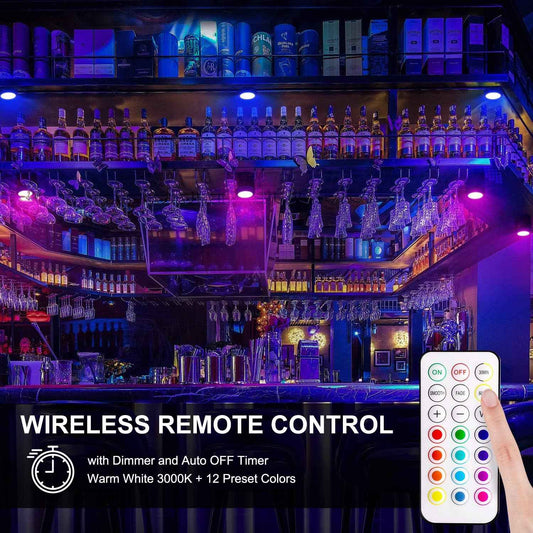 Alivation Wireless LED Puck Lights for Minimalist Home, No-Drill Clean-Look Battery Lighting for Uncluttered Spaces