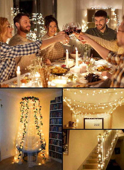 GlowGrove String Lights – Covered Patio and Pergola Glow, Water-Resistant Battery Operated 8ft Set