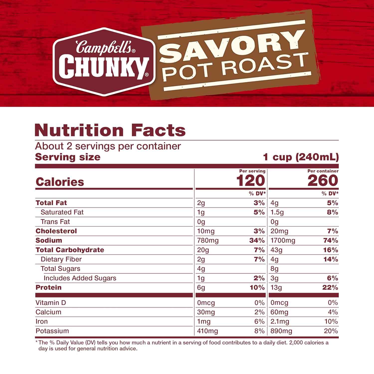 Campbell's Chunky Savory Pot Roast Soup – 5-Minute Work-from-Home Lunch That Beats Fast Food, 18.8 oz Can