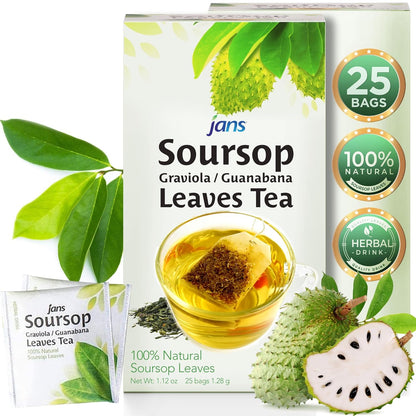 Soursop_Tea_100%_Natural_(25_Bags)_–_Jans_Leaf_Herbal_Bags_Graviola_Rich_in_Antioxidants_&_Vitamins_Caffeine-Free,_Sugar-Free,_Zero_Fat,_Cholesterol_Sodium