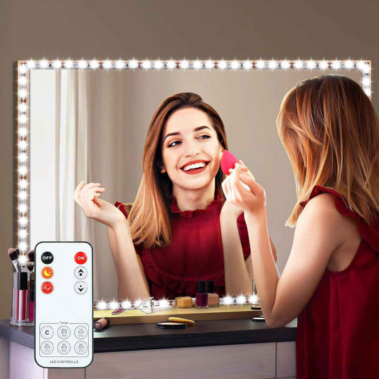 LED Vanity Mirror Lights for Makeup Dressing Table 13ft Flexible LED Light Strip Kit 6000K Daylight White Dimmer Power Supply, Bedroom Aesthetic Lighting Upgrade, DIY Mirror
