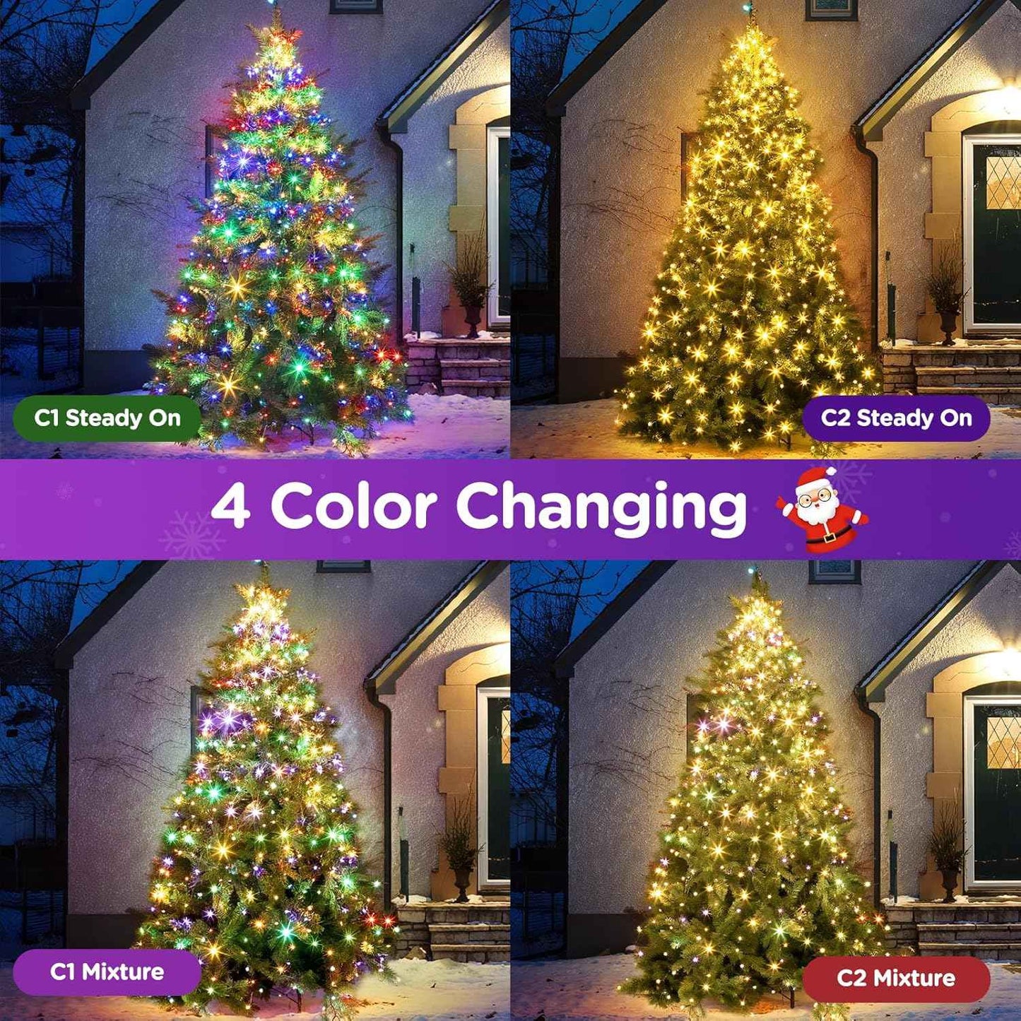 Marchpower Christmas Tree Lights – Cozy Living Room Aesthetic, Diamond-Cut Color-Changing Tree Lights with 4 Brightness Levels