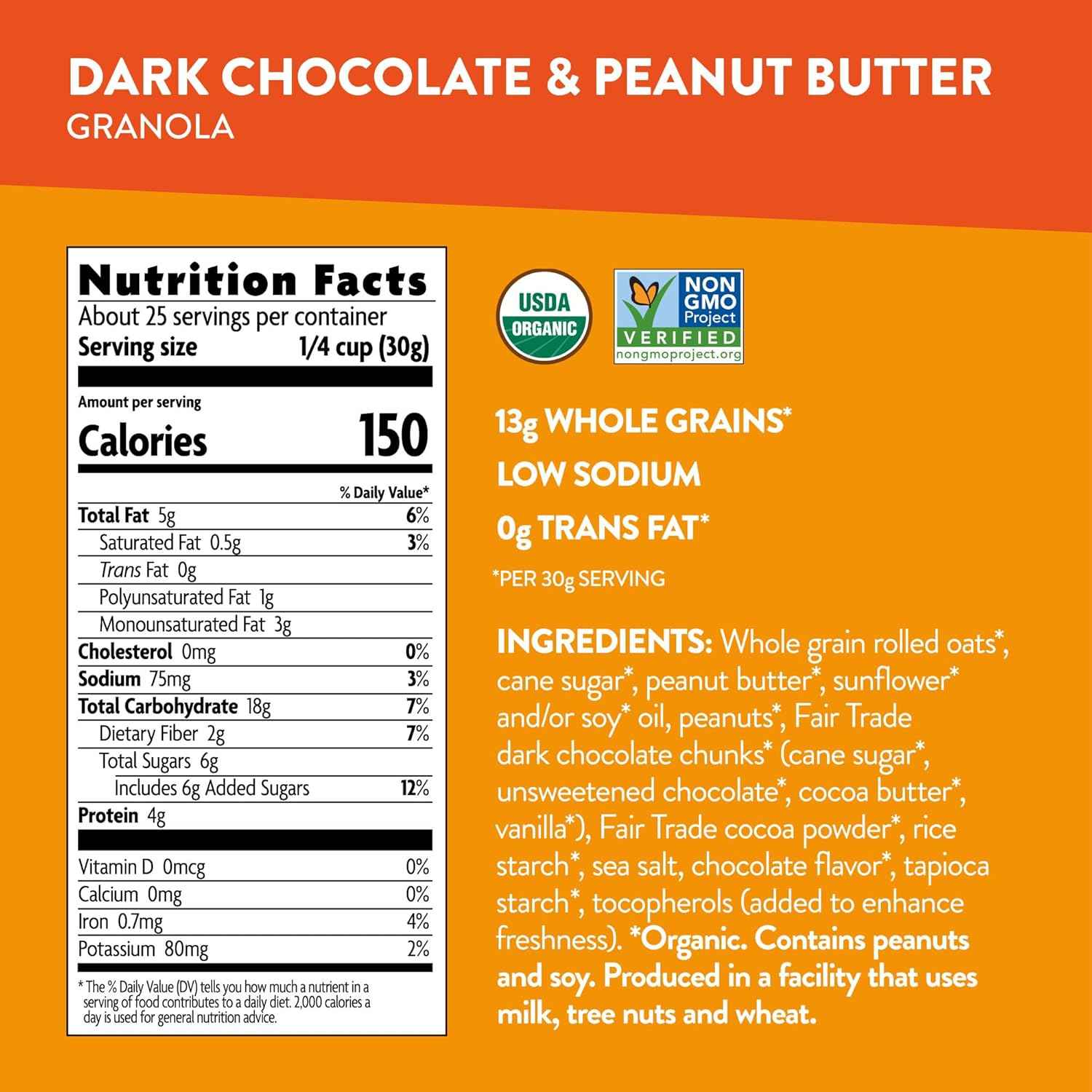 Love Crunch Dark Chocolate Peanut Butter Granola – Pantry Staple for Mindful Breakfast Rituals, 26.4 oz Family Pouch