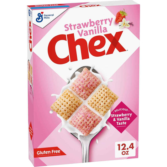 Strawberry Vanilla Chex Gluten Free Cereal – Better for You Breakfast Bowl with 13g Whole Grain per Serving
