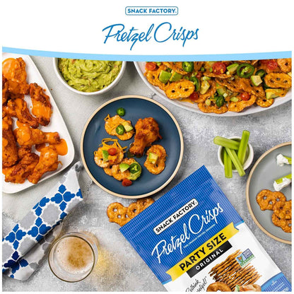 Snack Factory Pretzel Crisps Original Non-GMO 14 oz Party Size Bag for Backyard Patio and Picnic Dipping