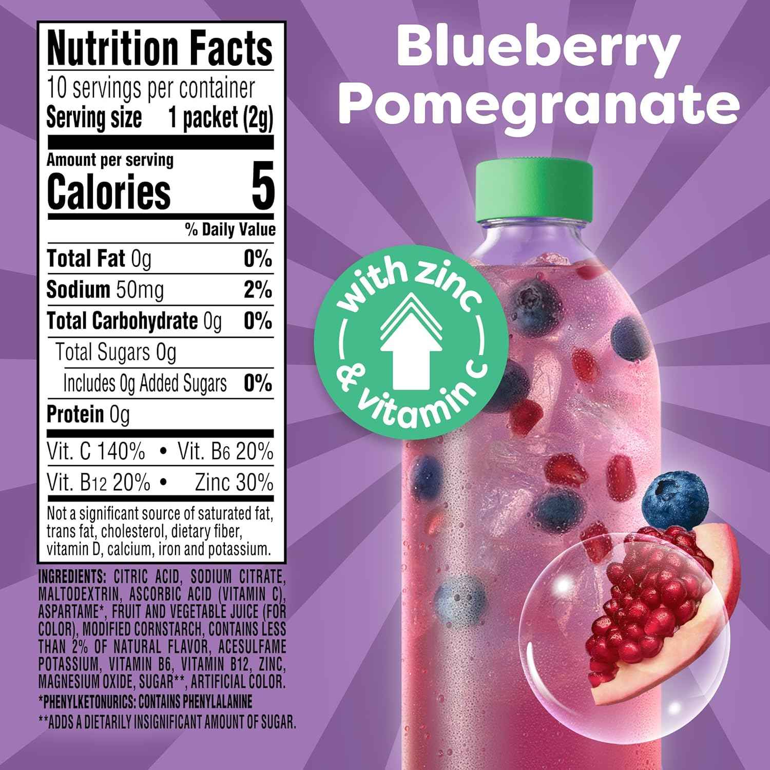 Crystal Light Pure Immunity Blueberry Pomegranate Drink Mix – Guilt-Free Vitamin Water for Healthy Living