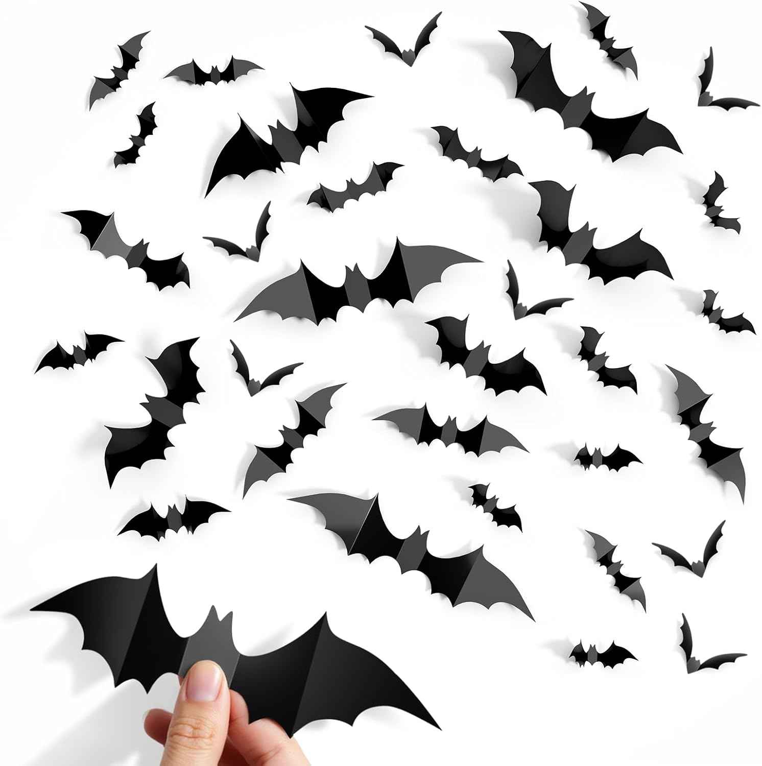 HauntNest PVC Bat Decals – Modern Gothic Halloween Home Accents for Mantel, Doorway, and Accent Walls, Waterproof