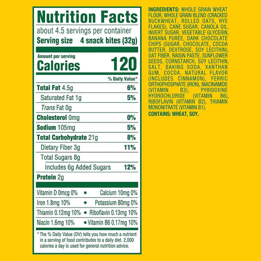 belVita Energy Snack Bites Banana Dark Chocolate – Portable Hiking Trail Snack with Sustained Energy, 5 oz Pouch