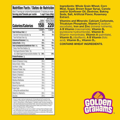 Golden Grahams Breakfast Cereal, Graham Cracker Taste, Made with Whole Grain – Quick Desk Snack for Busy Work-from-Home Professionals