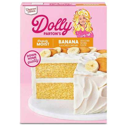 Duncan Hines Dolly Parton's Favorite Banana Flavored Cake Mix, 15.25 oz. – Quick Dessert for School Bake Sales and Family Potlucks
