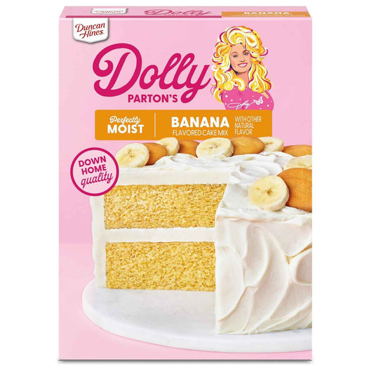 Duncan Hines Dolly Parton's Favorite Banana Flavored Cake Mix, 15.25 oz. – Quick Dessert for School Bake Sales and Family Potlucks