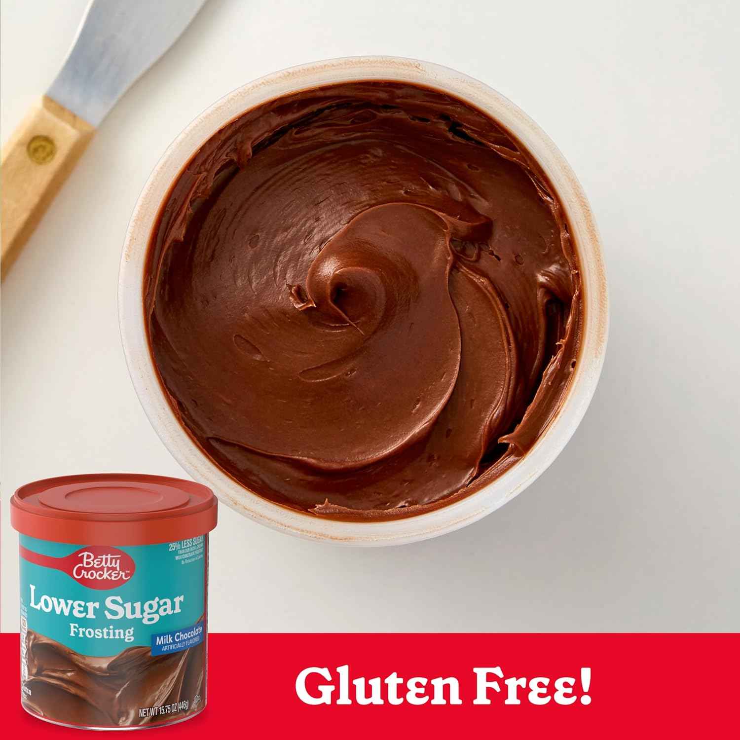Betty Crocker Reduced Sugar Milk Chocolate Frosting – Smart Indulgence for Health-Conscious Home Bakers, 15.75 oz Resealable Tub