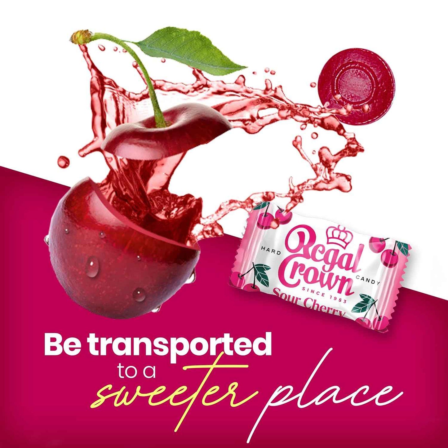 Regal Crown Sour Cherry Candy – Individually Wrapped Lunchbox Treat, Tart Cherry Snack for Kids' Backpack in 6.25oz Peg Bag