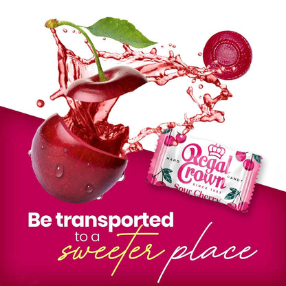 Regal Crown Sour Cherry Candy – Individually Wrapped Lunchbox Treat, Tart Cherry Snack for Kids' Backpack in 6.25oz Peg Bag