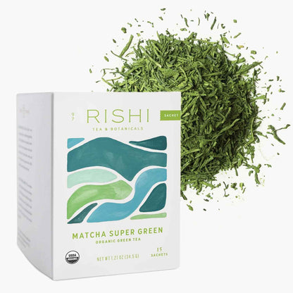 Rishi Tea Matcha Super Green Japanese Tea – Steady Focus Brew for Home Office, No-Crash Caffeinated Sachet