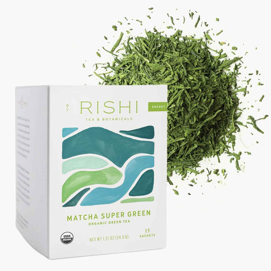 Rishi Tea Matcha Super Green Japanese Tea – Steady Focus Brew for Home Office, No-Crash Caffeinated Sachet