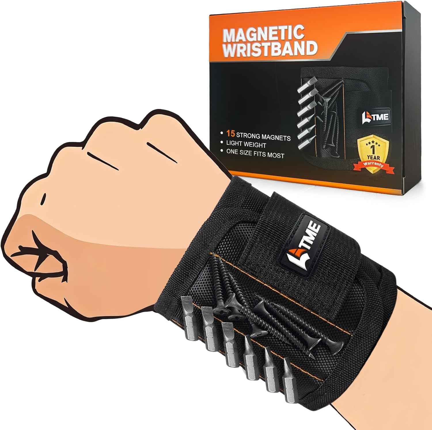 LATME Magnetic Wristband – Unique Birthday Gift for Dad, Handy Tool Wrist Band for Holding Screws and Drill Bits