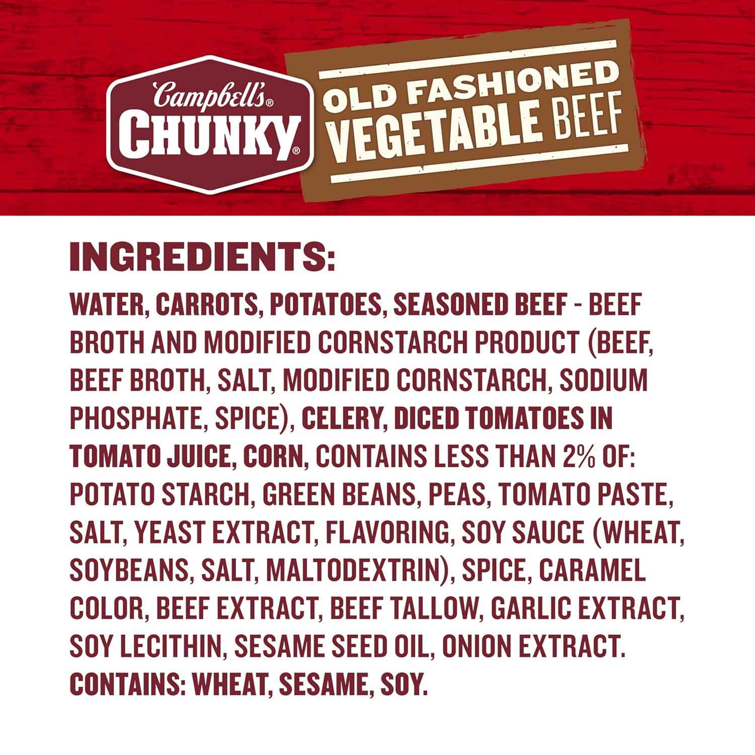 Campbell's Chunky Vegetable Beef Soup, 18.8 Oz Can – Microwaveable Office Lunch Between Meetings, 15g Protein