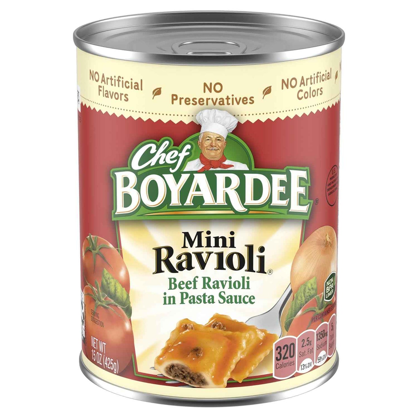 Chef Boyardee Mini Beef Ravioli, Shelf-Stable Pantry Meal for College Dorm Study Sessions, 15 oz Can